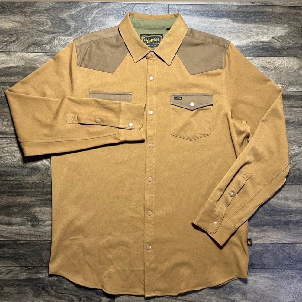 Howler Brothers Two-Tone Tan and Brown Western Shirt - Picture 4 of 4